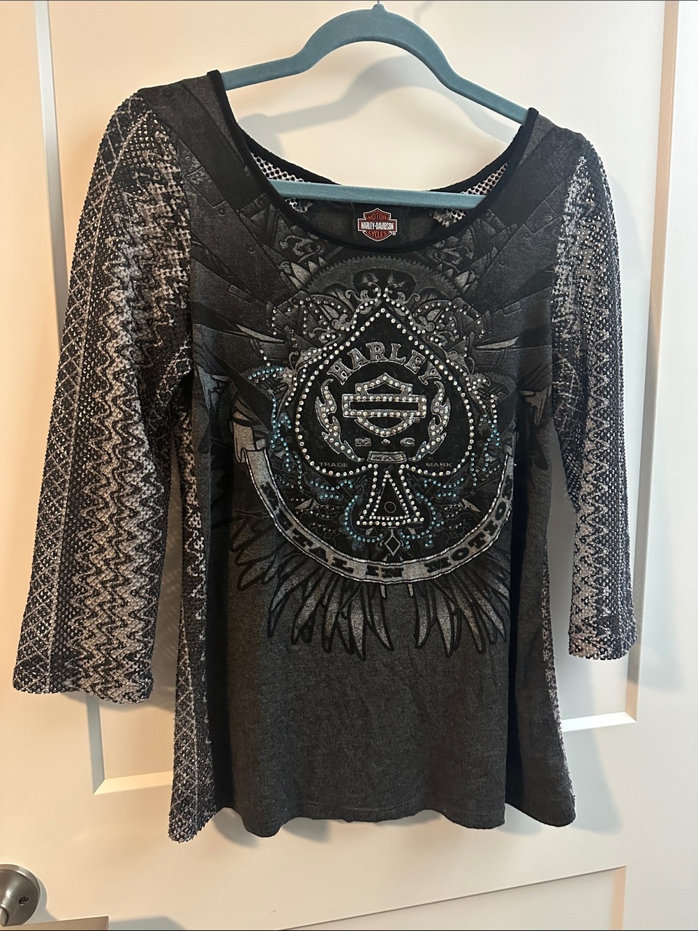 Harley-Davidson Blue and Silver Studded Graphic Shirt